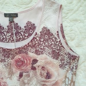 Rose Lace Cami Sleeveless Top Blouse Victorian Scroll Elle Mode Size Medium Chic